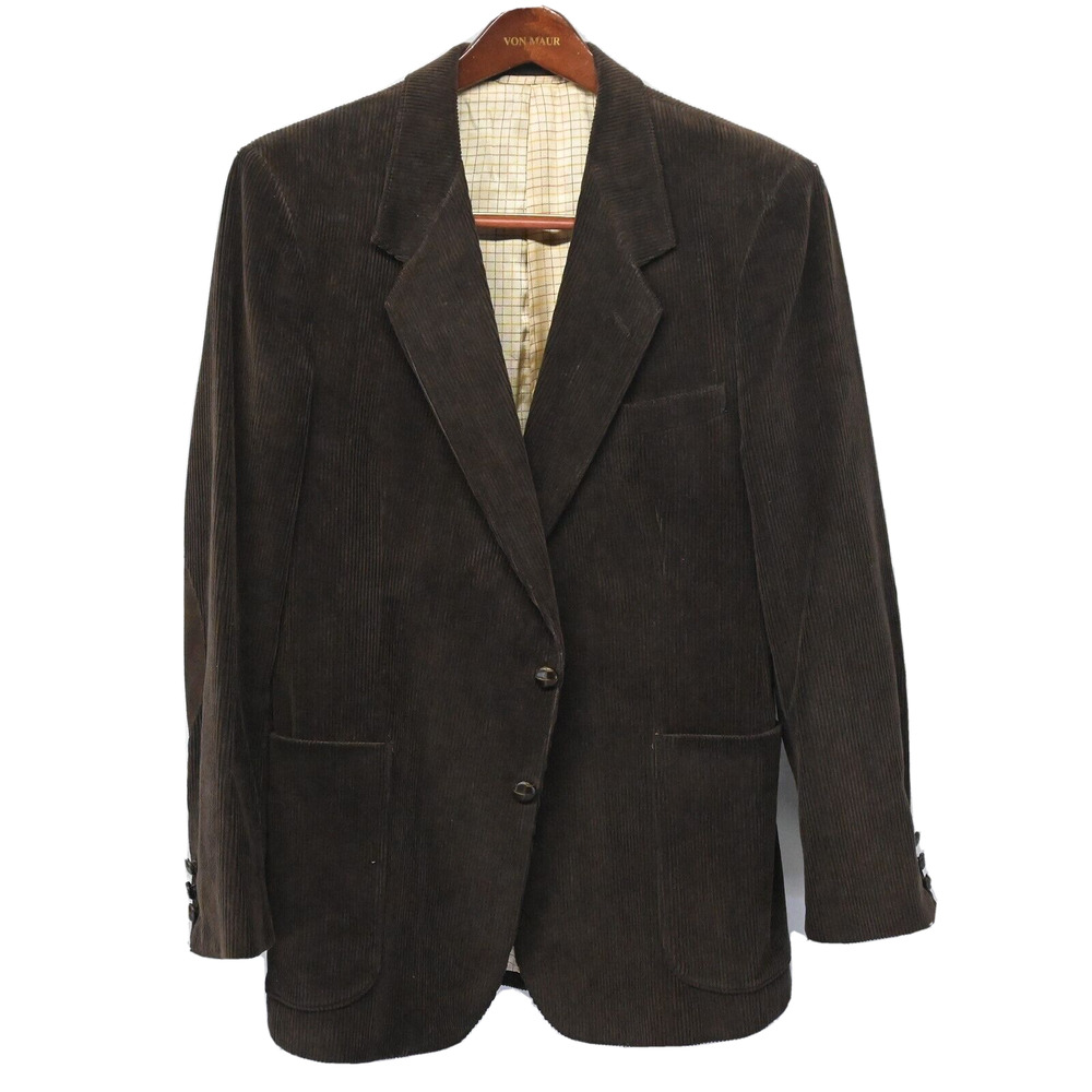 Vtg‎ Elbow Patch 42R Brown Wide Wale Corduroy 2 Button Blazer Jacket Coat